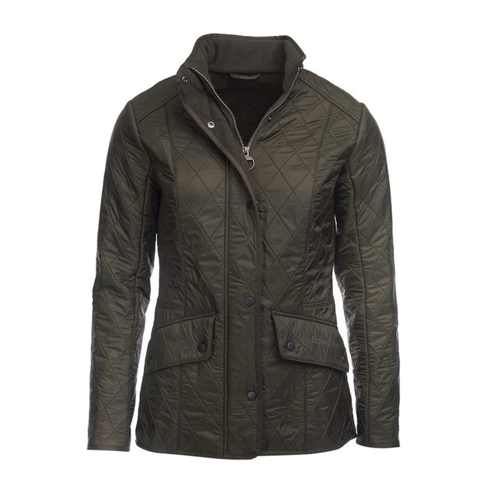 Barbour Olive Green Calvary Fleece Lined Quilted Jacket